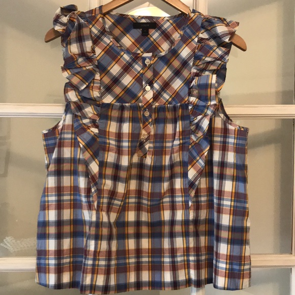 JCrew Plaid Ruffle Top - Picture 3 of 3